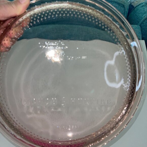 Anchor Hocking Vintage Cake Pie Dish Clear Rose Glass Laurel Embossed 9.25 USA - Picture 4 of 8